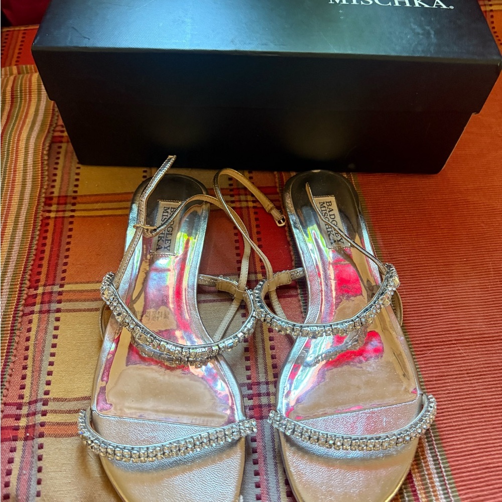 Badgley Mischka Silver Rhinestone Heels